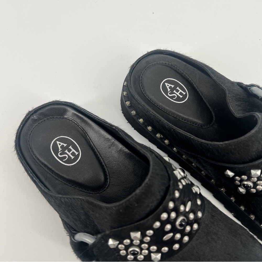 ASH Glen Flats Black Embellished Festival Calf Hair Platform Slip On Mules 40 - Picture 5 of 8